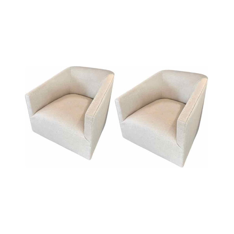 Pair of Custom Linen Swivel Chairs