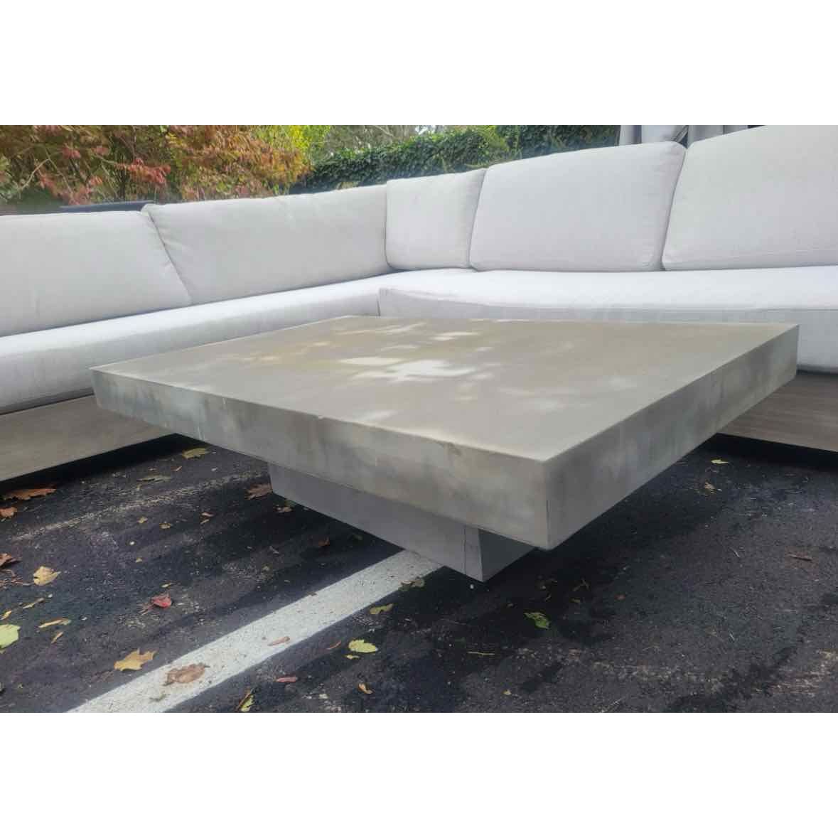 Rectangular Cement Pedestal Coffee Table - AS IS