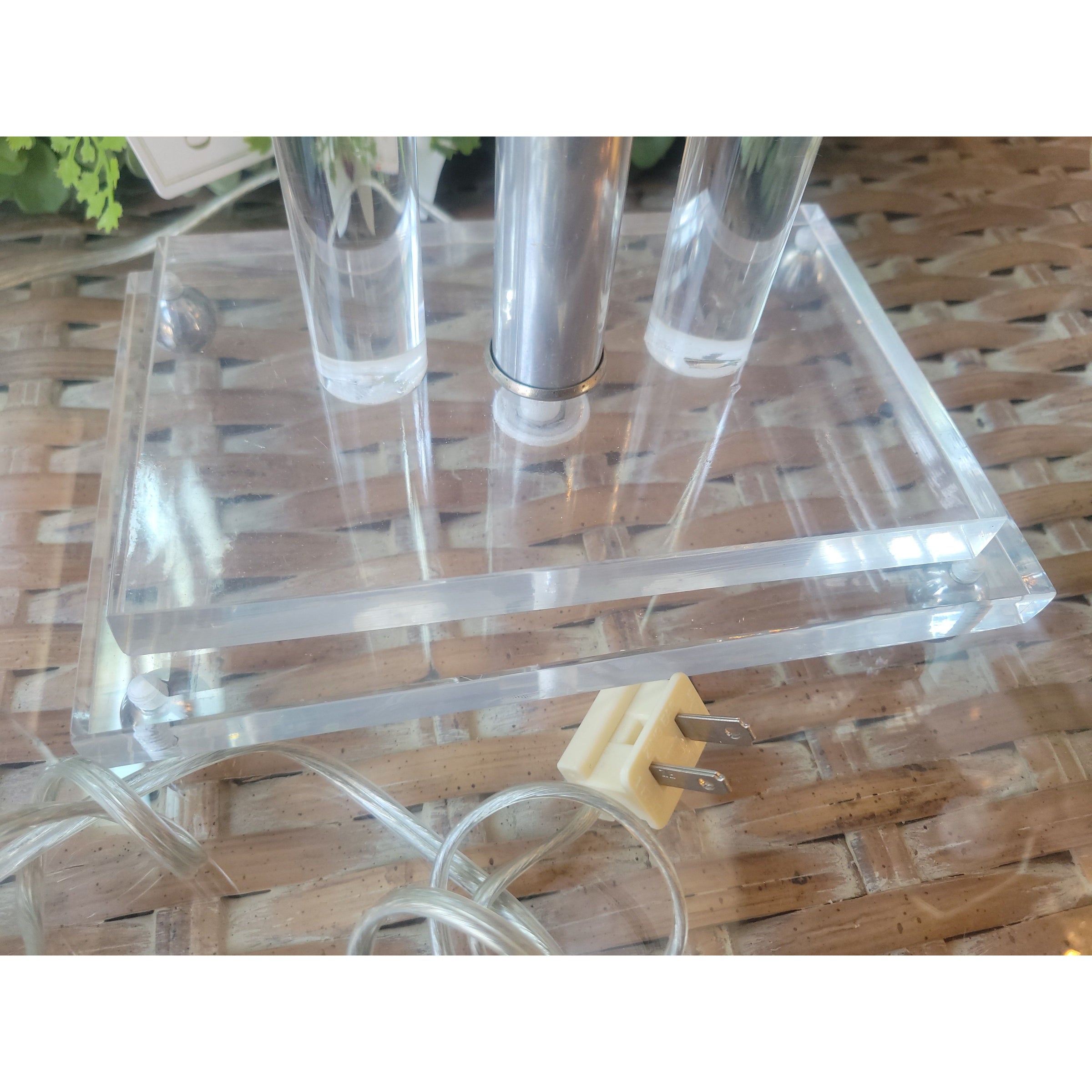 PAIR of Acrylic Table Lamps w/ Shades