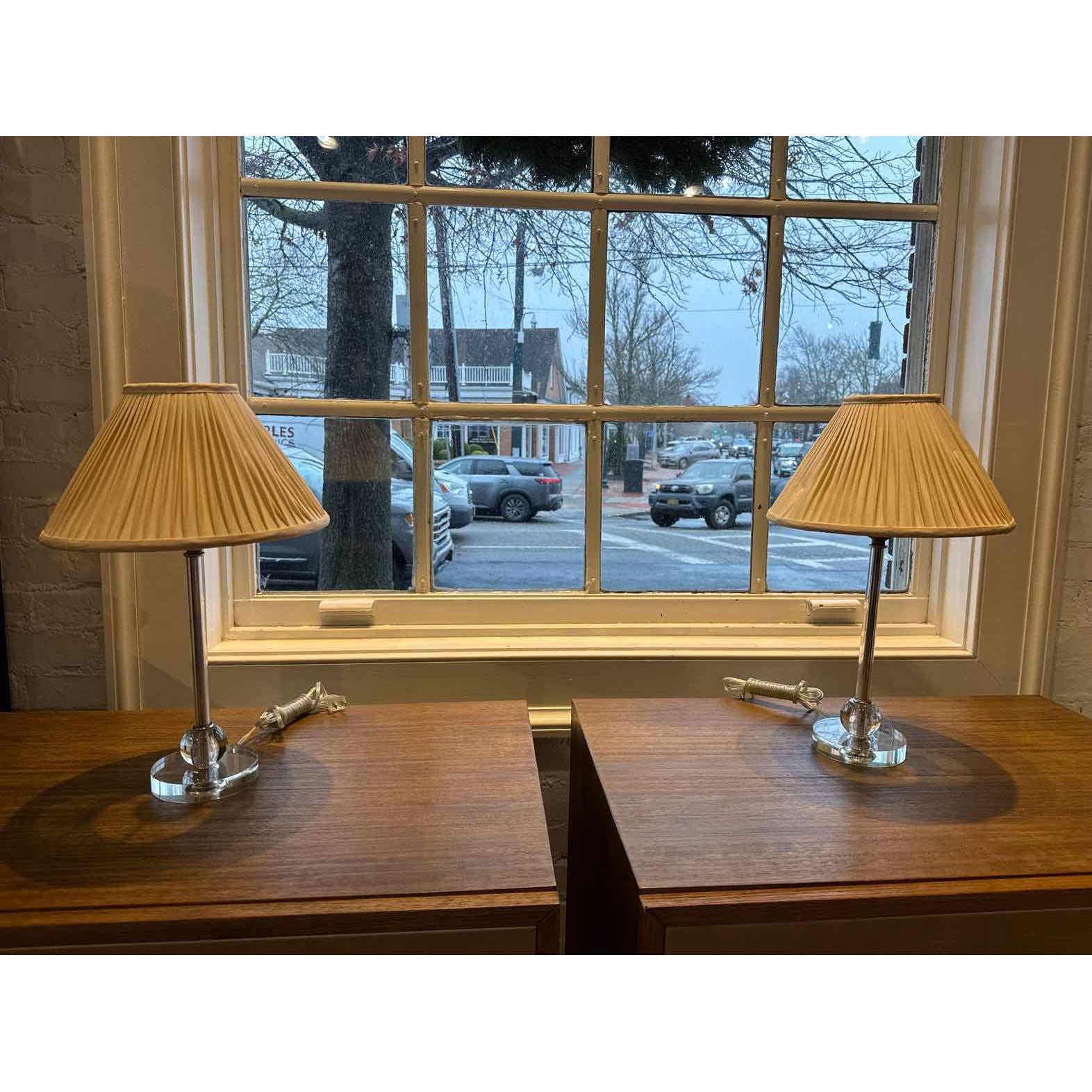 Pair of Small Vintage Glass Table Lamps