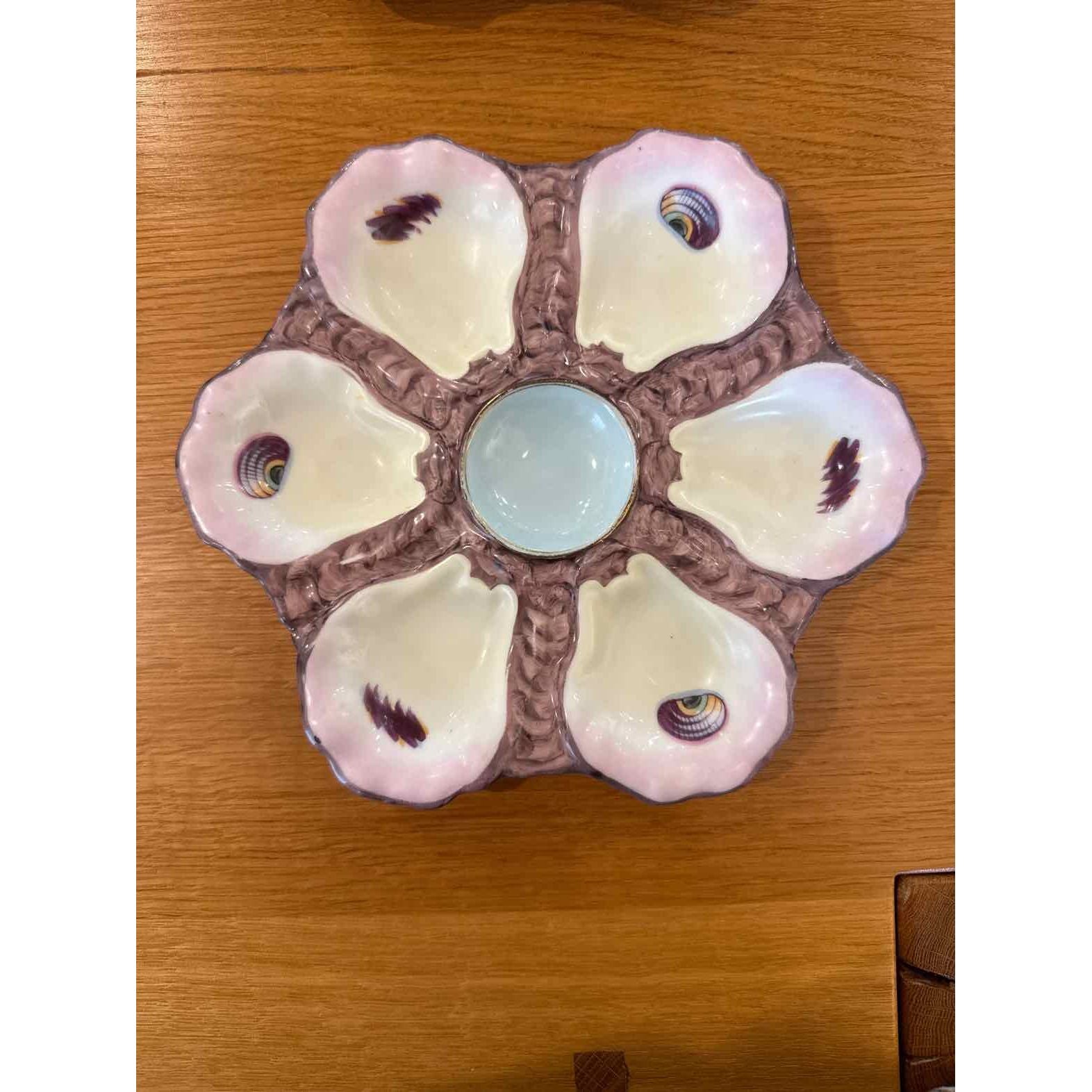 Antique Limoges Oyster Plate, 9" Dia x 1" H