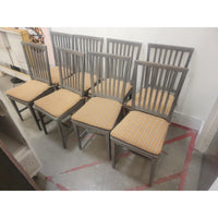 SET of 8 Gray Wood Village Grigio Dining Chairs (AS IS) - colletteconsignment.com