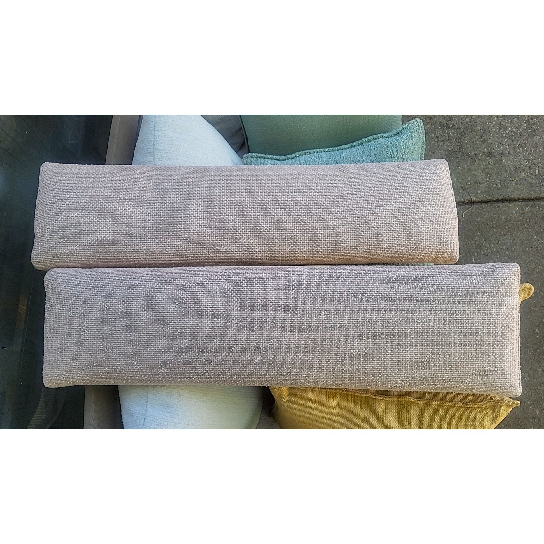 Pink / Beige Weave Long Outdoor Lumbar Pillow by Manutti