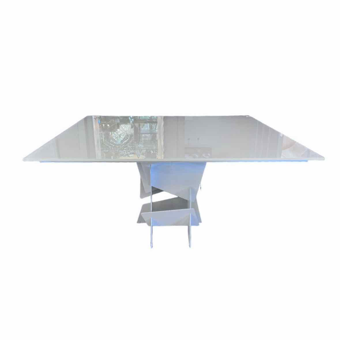 'DIAMANTE' Square Milk Glass Top Dining Table Design by Alberto Basaglia and Nat