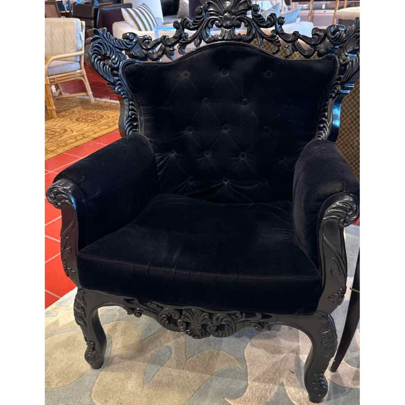 Pair of Custom King & Queen Throne Chairs with Black Velvet