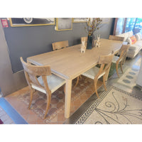 SET of 6 'Sussex' Driftwood Dining Chairs w/ White Leather Seats by Oly