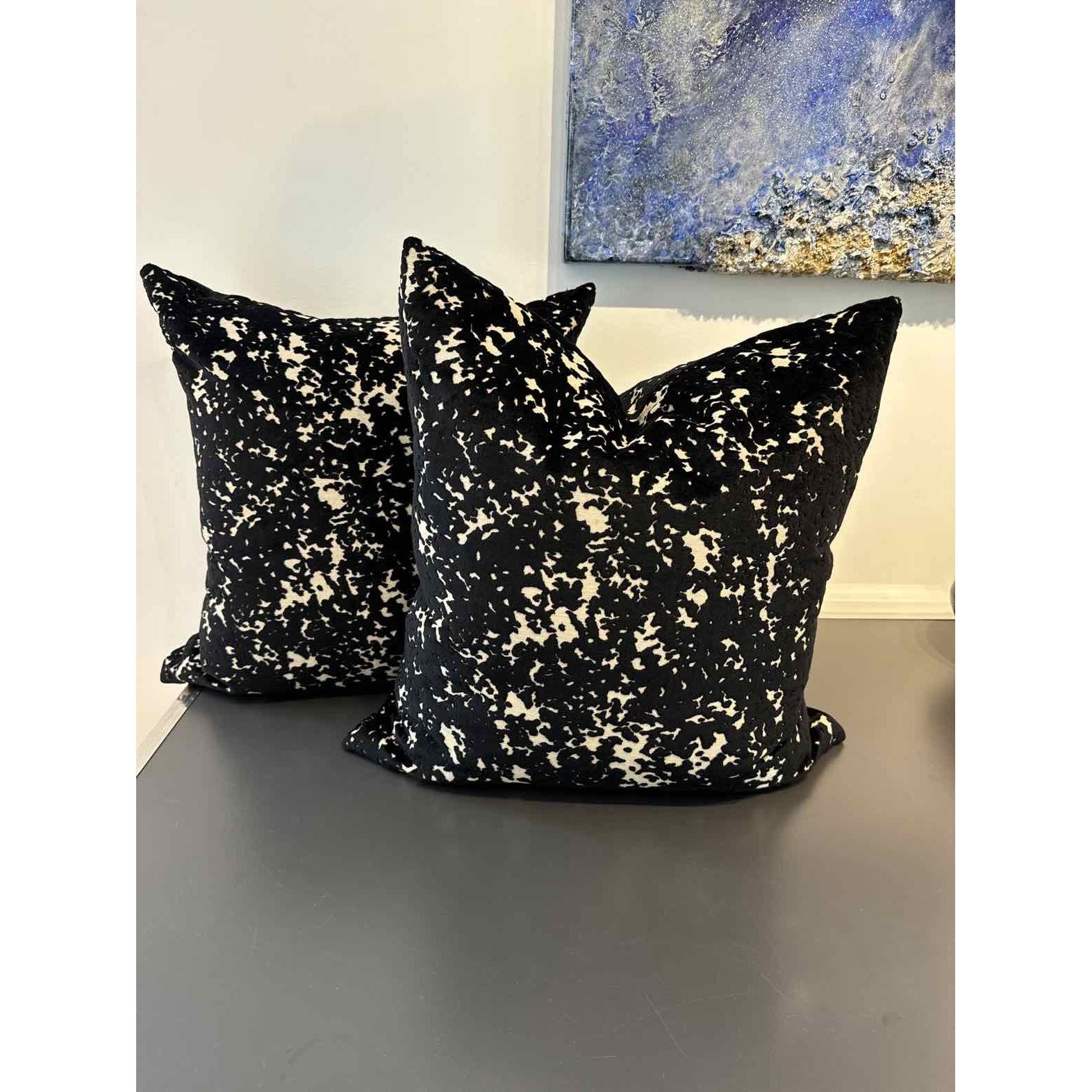 Custom Black Velvet Abstract Pattern Pillow