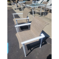 SET of 4 Flight Woven Wicker & Aluminum Dining Chairs by Brown Jordan (AS IS)