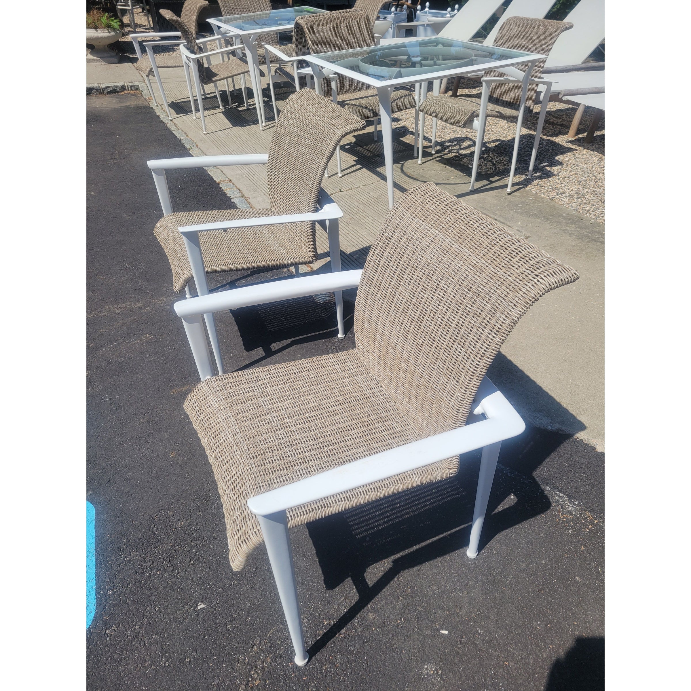 SET of 4 Flight Woven Wicker & Aluminum Dining Chairs by Brown Jordan (AS IS)