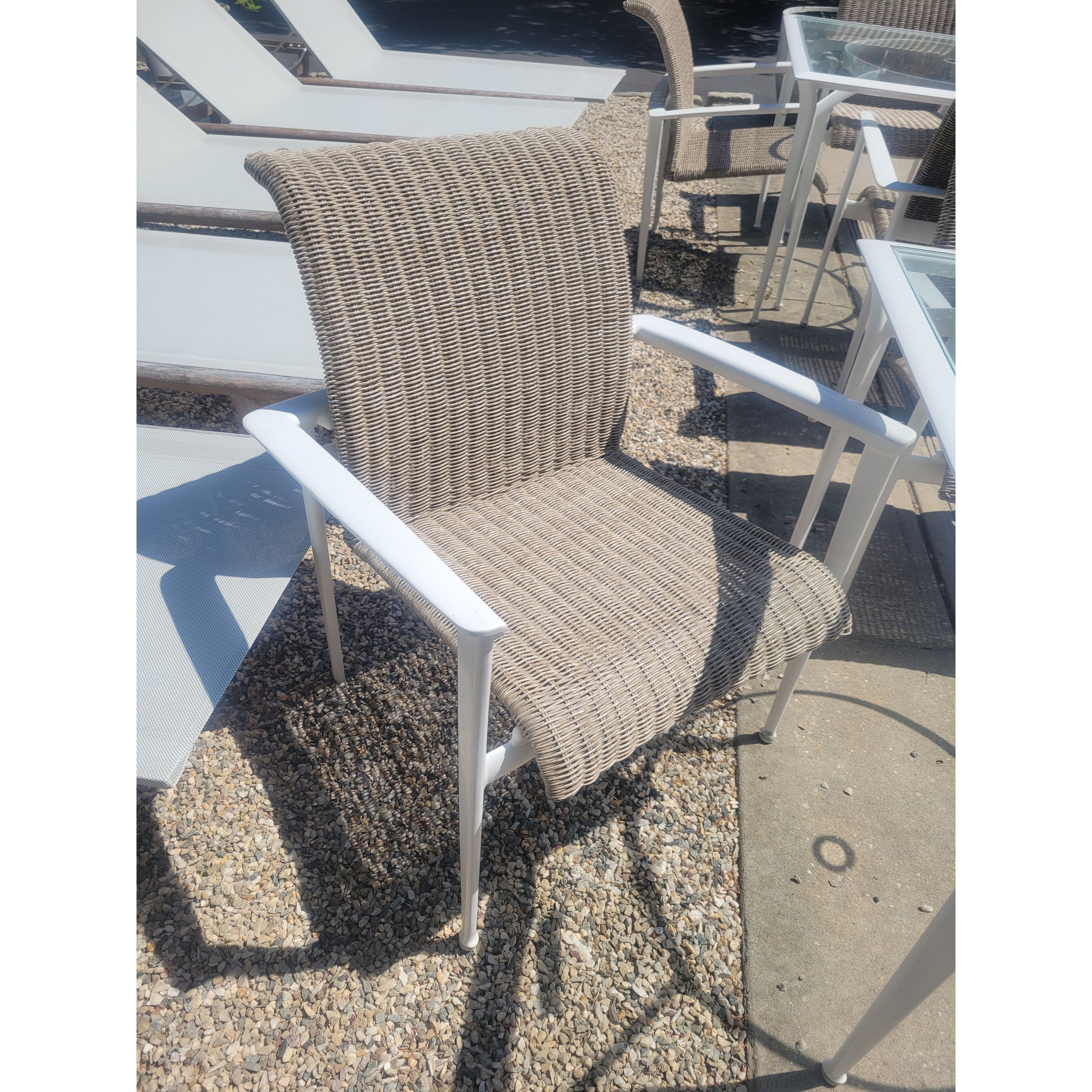 SET of 4 Flight Woven Wicker & Aluminum Dining Chairs by Brown Jordan (AS IS)