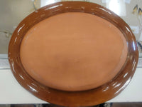 Elaine Wynn Glazed Pottery Oval Dish w/ Leaf Design