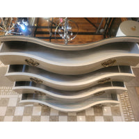 Antique 4-Drawer Platinum Painted Rococo Commode w/ Mirror Glass Top (As Is)