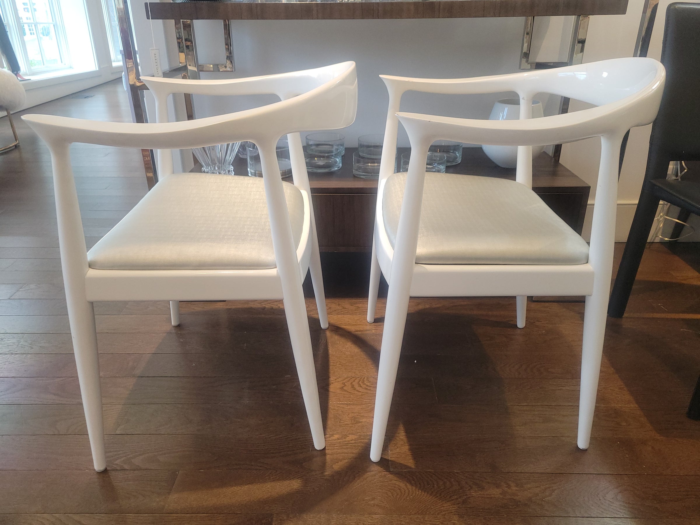 SET of 4 White Lacquered Mahogany Danish Dining Chairs by Villa & House (AS IS)