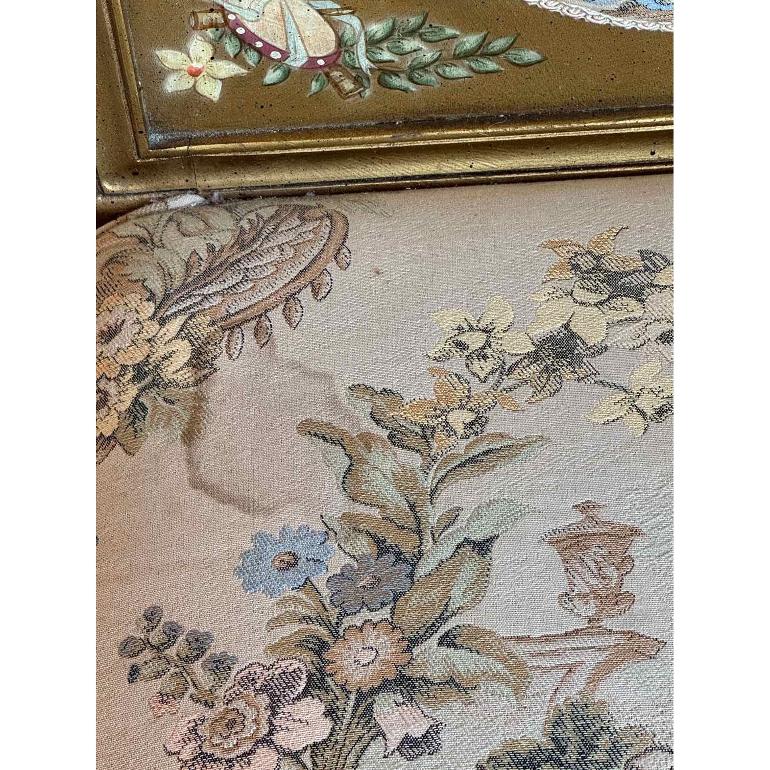 Gold Painted Arm Chair w/ Chinoiserie Upholstery