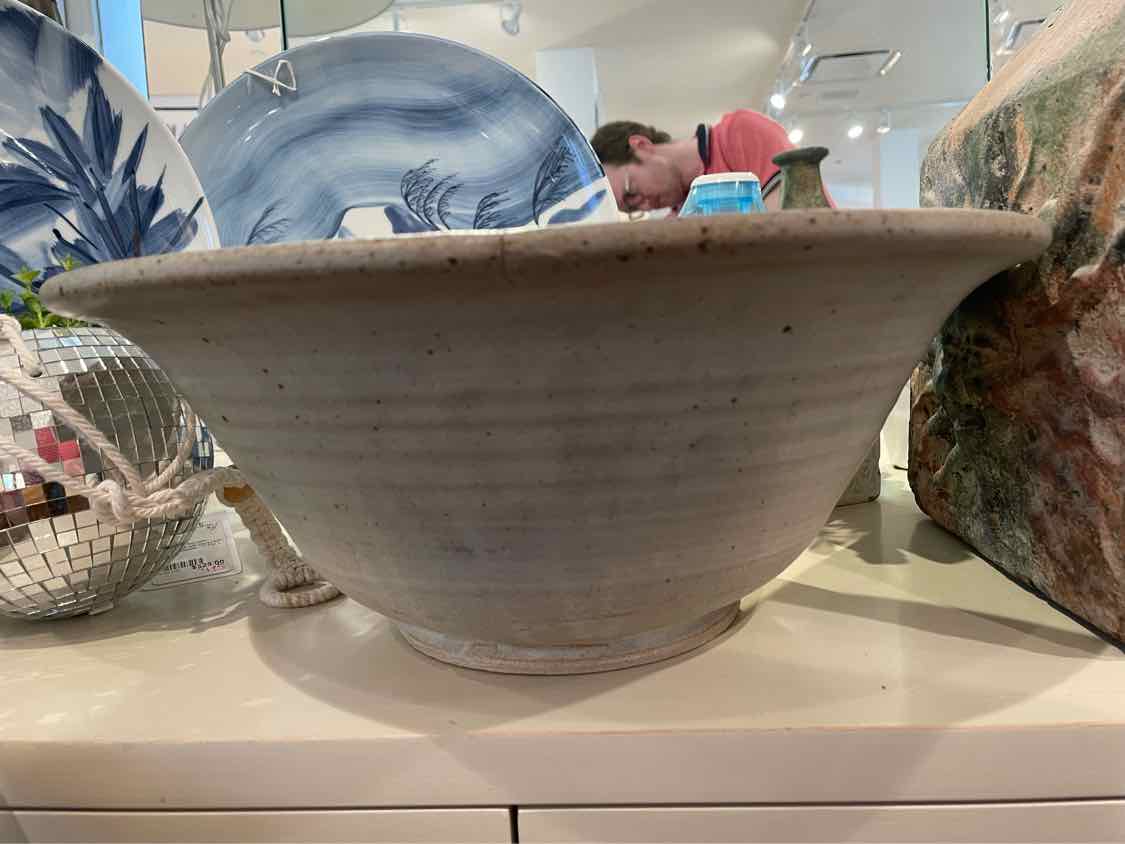 Painted Gray Decorative Ceramic Bowl