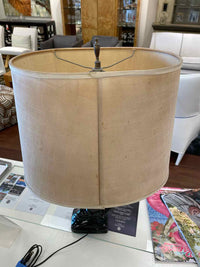 Mid-Century Black Ceramic Horse Table Lamp w/ Shade (AS IS)