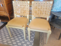 SET of 8 Maple & Leather Web VW Dining Side Chairs by Vicente Wolf (AS IS)