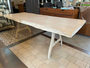 Bleached Mango Slab Live Edge Dining Table on Iron Legs by Christian Dunbar
