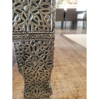 Moroccan Marrakesh Metal Wrapped Coffee Table w/ Glass Top (AS IS)