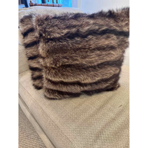 Pair of Racoon Fur Pillows 16" x 16" x 5"D