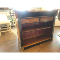 Mahogany & Cherry Bar de Bistro w/ Steel Top & Brass Rail by French Heritage - colletteconsignment.com