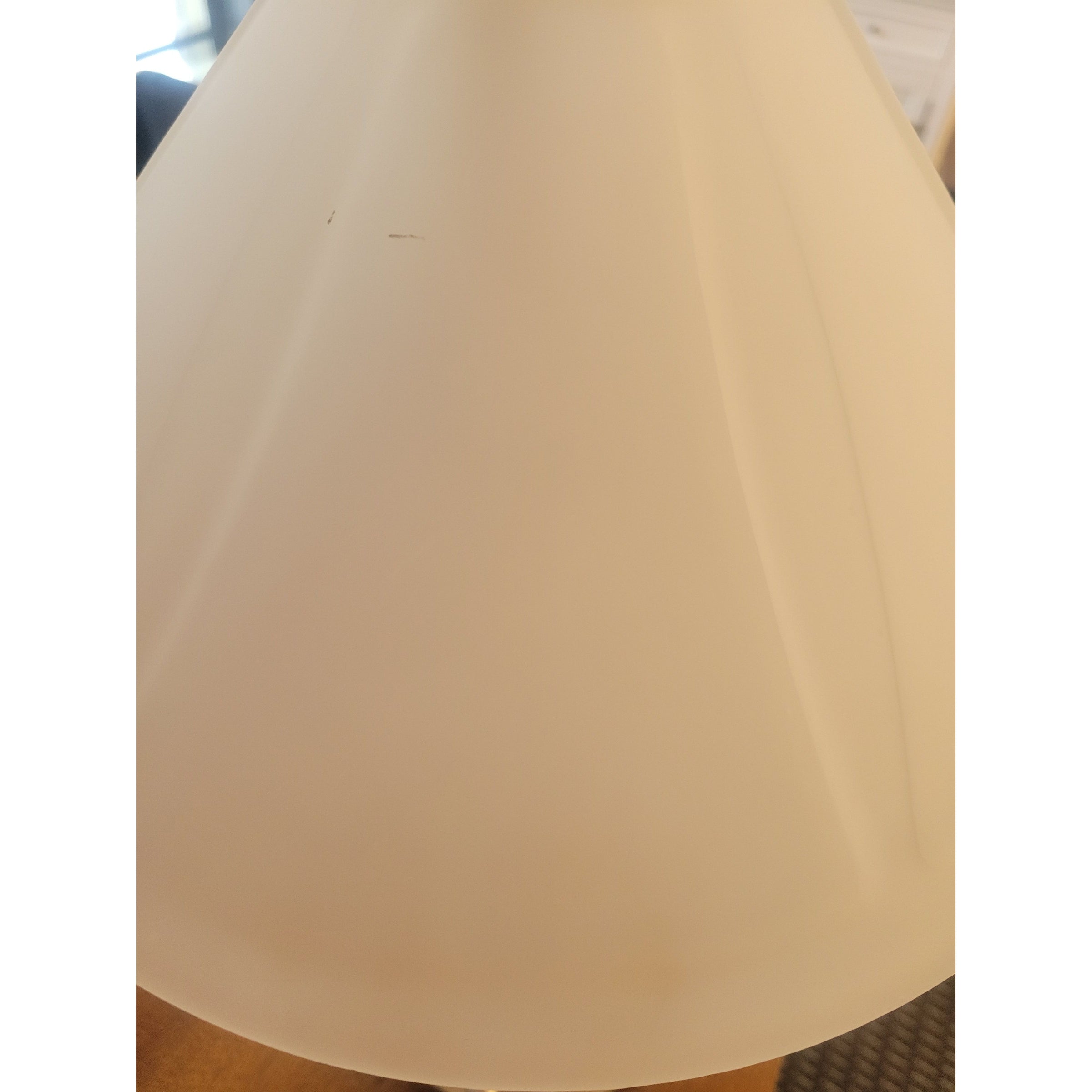 PAIR of Industrial Nickel Table Lamps w/ Glass Shades