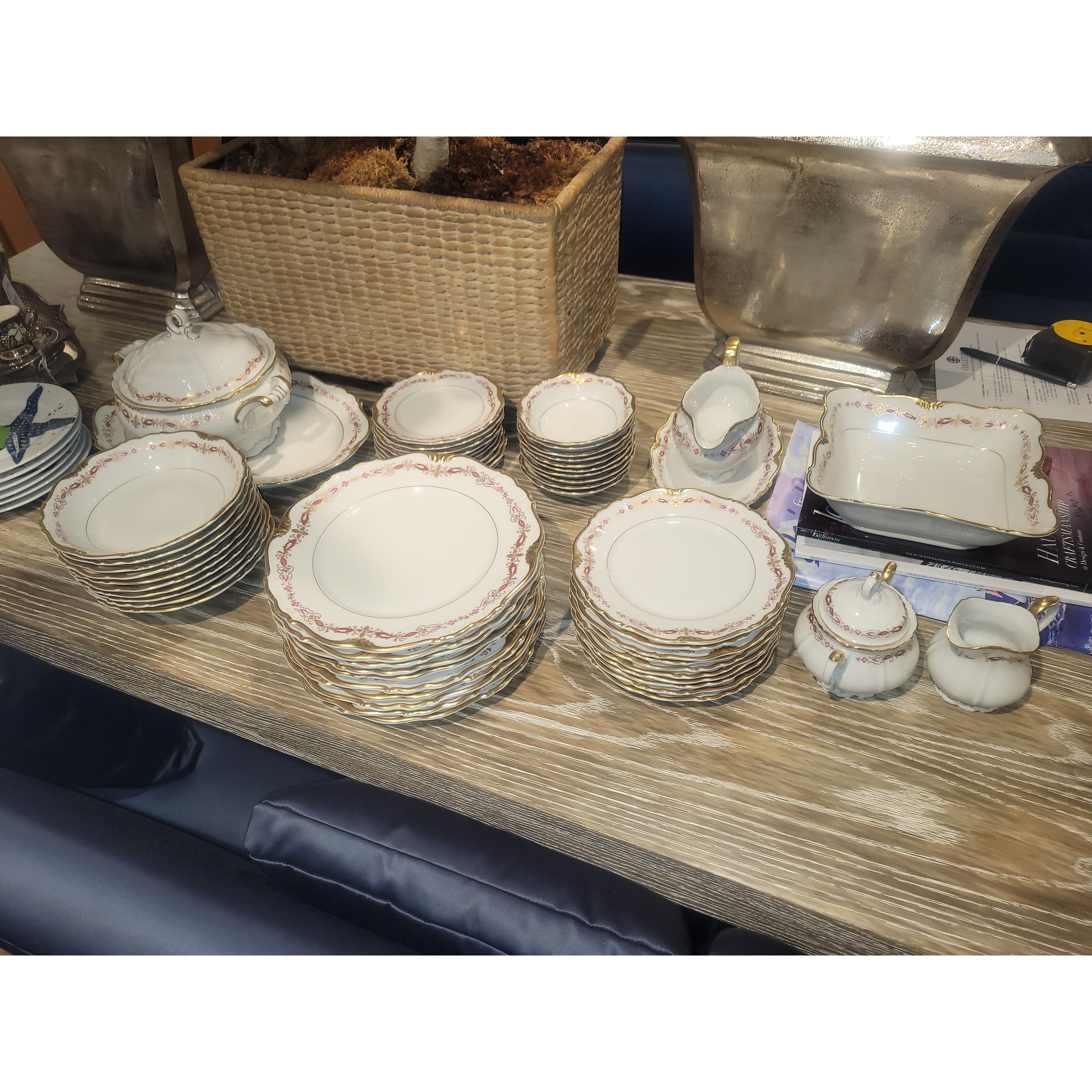 58-Pc Set of Edelstein Cardinal Pattern Gold Gilt Porcelain China