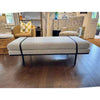 Ronan Modern Classic Grey Performance Upholstered Seat & Black Iron Frame Bench