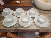 SET of 8 White Porcelain Teacups w/ Saucers