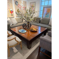 Custom Lacquered Walnut Coffee Table w/ Bamboo Insert (AS IS) - colletteconsignment.com