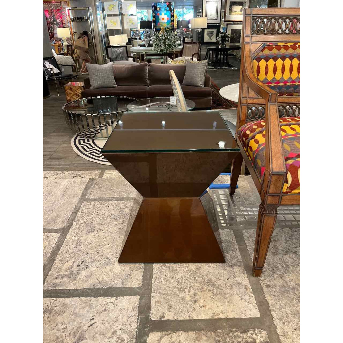 Lacquer and Glass Side Table