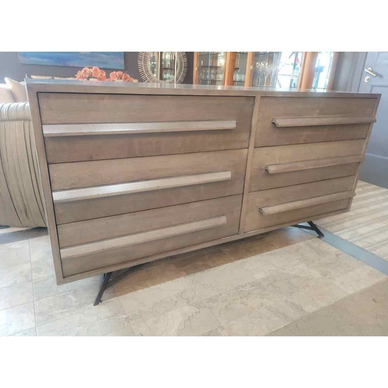 Custom Gray Wash Wood 6-Drawer Dresser