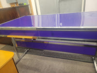 Violet Poly & Chrome 2-Drawer Desk w/o Keys (AS IS)