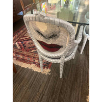 Set of 4 Vintage Custom Upholstered Dining Chairs with Fornasetti Backs