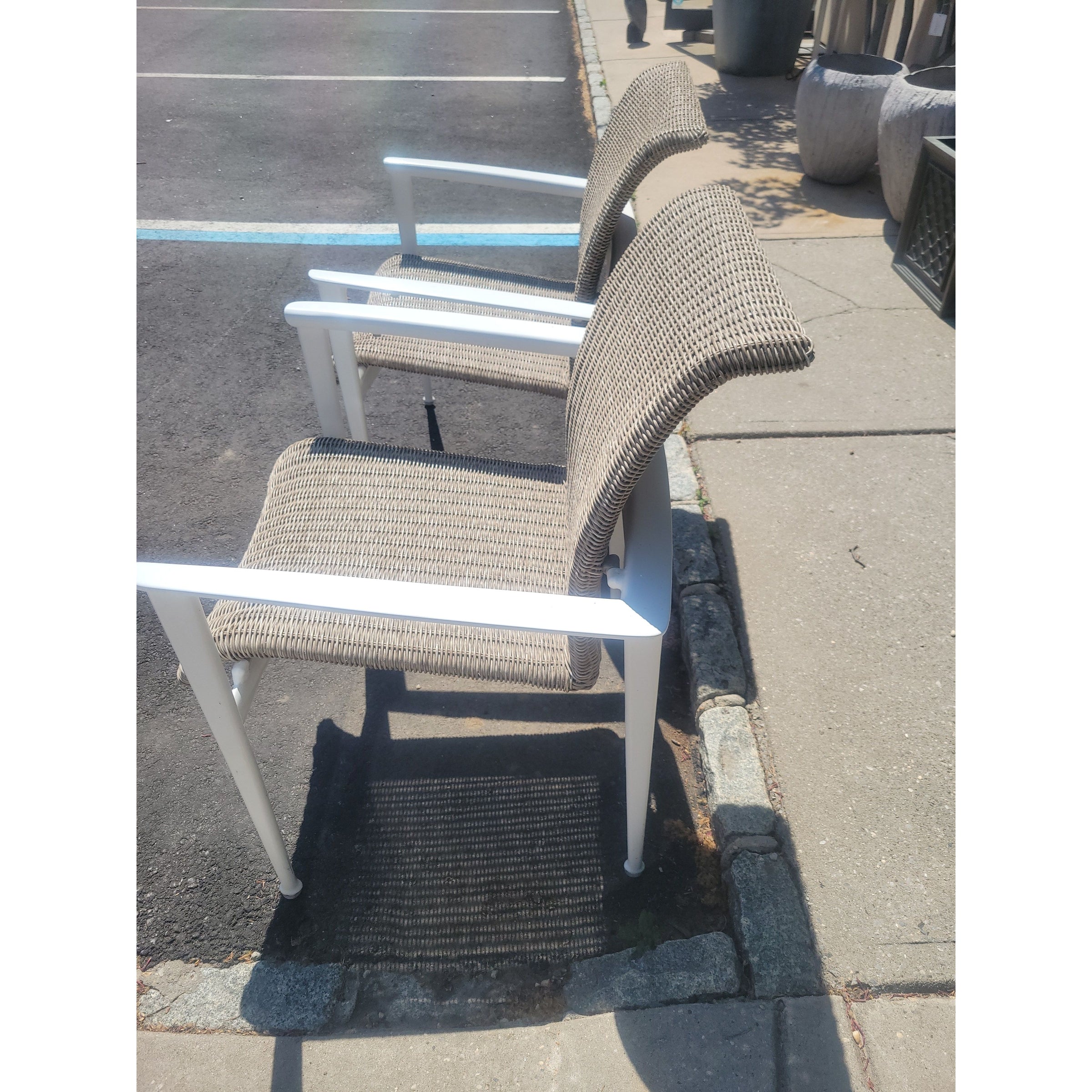 SET of 4 Flight Woven Wicker & Aluminum Dining Chairs by Brown Jordan (AS IS)