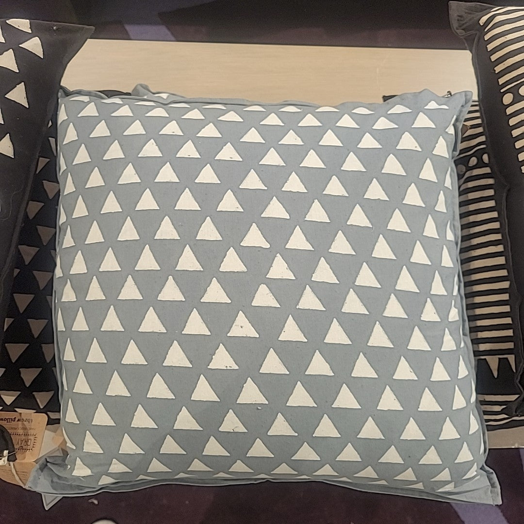 Gray Triangle Print Square Pillow