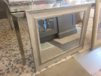 Rectangular Gray Wash Wood Wall Mirror w/ Beveled Glass