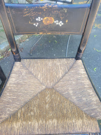 SET of 4 Antique Black Wood Hitchcock Chairs w/ Rush Seats (AS IS)