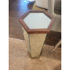 Mid-Century Hexagonal Mirrored Glass Display Pedestal w/ Wood Edge