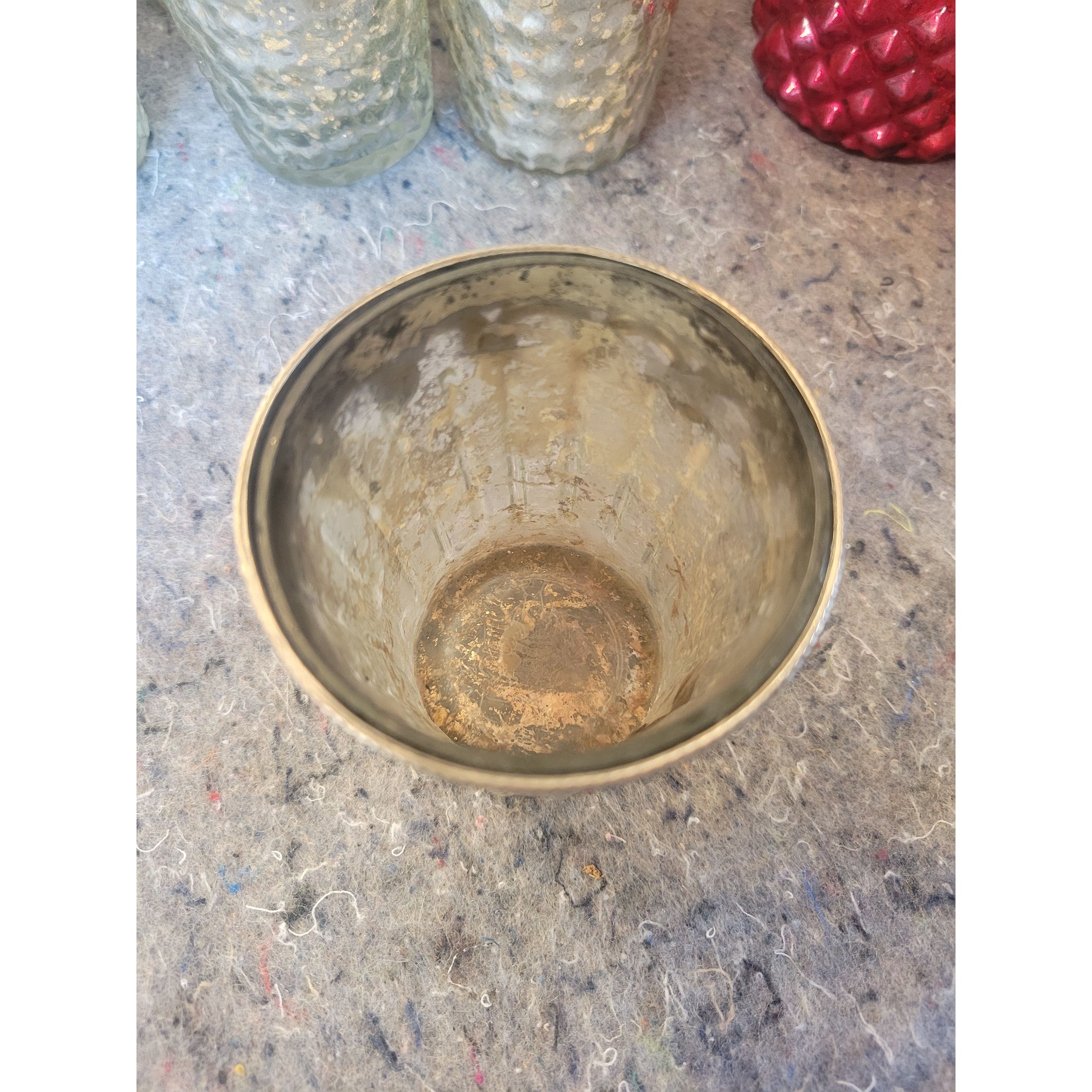 Pair of Metal-Rim Candle Holders