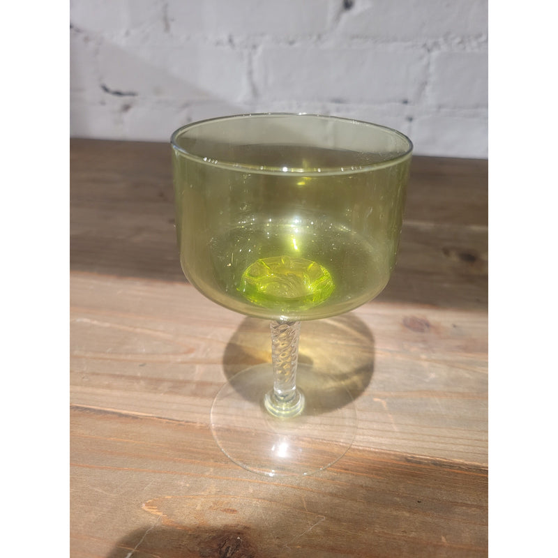 SET of Vintage Green Glass Drink Pitcher & 6 Glasses by Sasaki