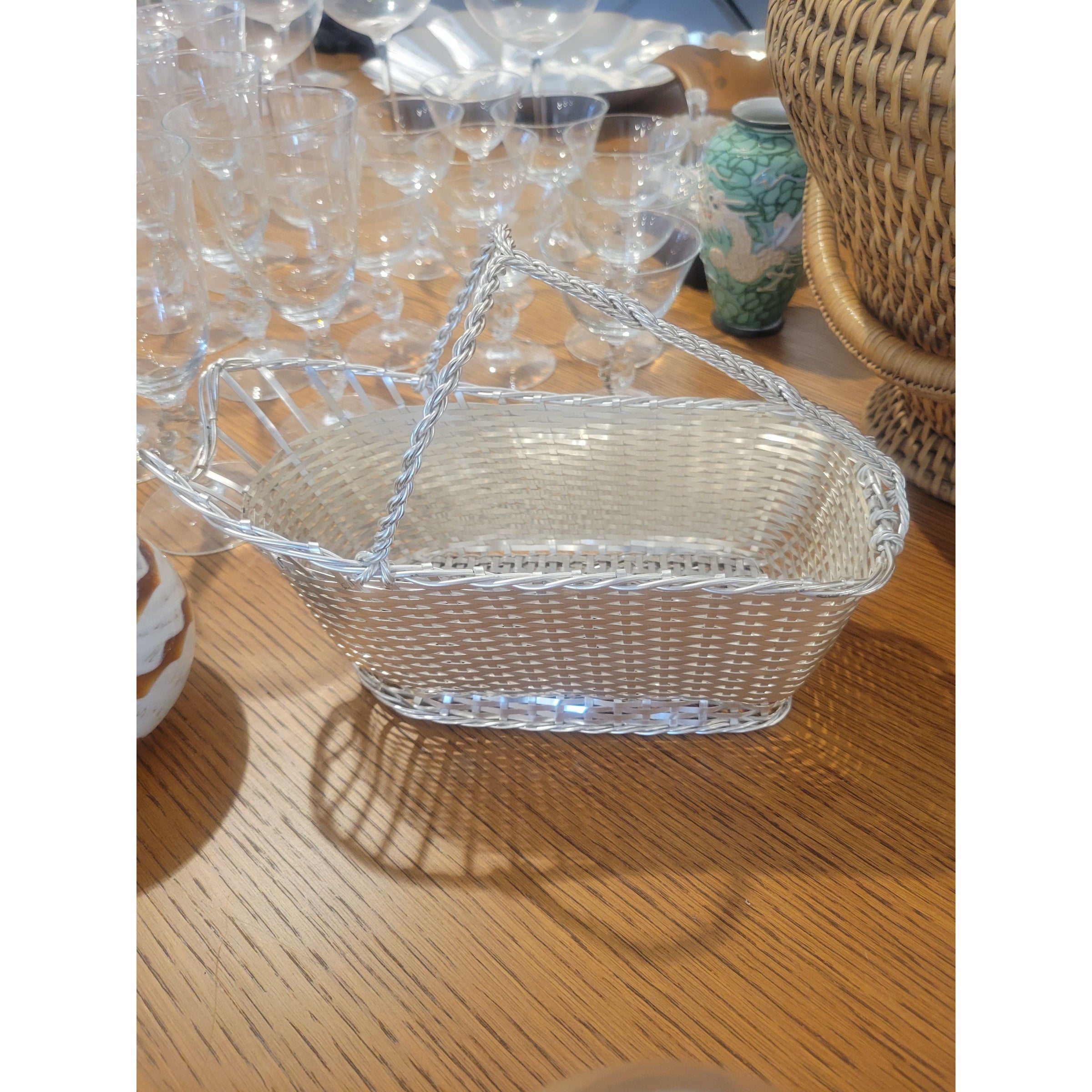 Christofle French Basket Style Silver Plated Wine Holder