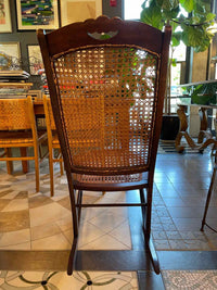 Vintage Wood Cane Back Rocking Chair