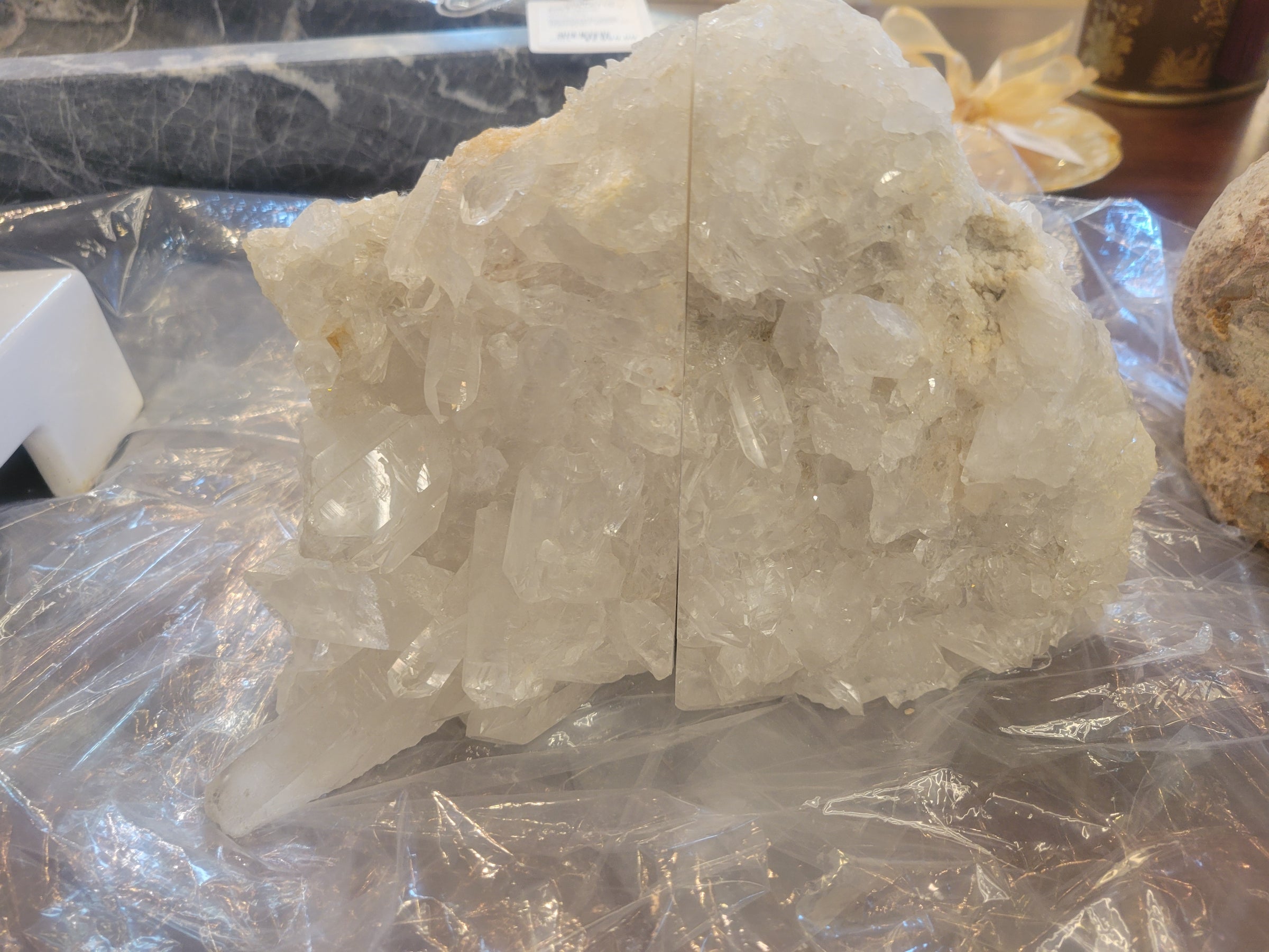 Pair of Clear Quartz Cluster Bookends