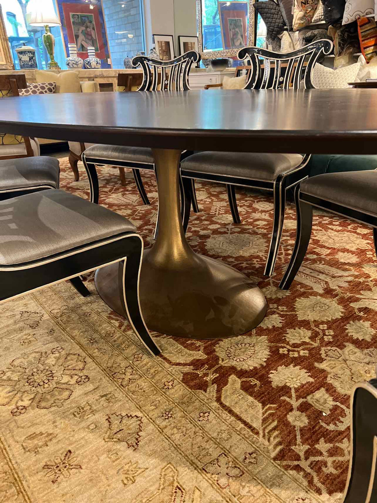 RH Oval Aero Wood Table w/ Brass