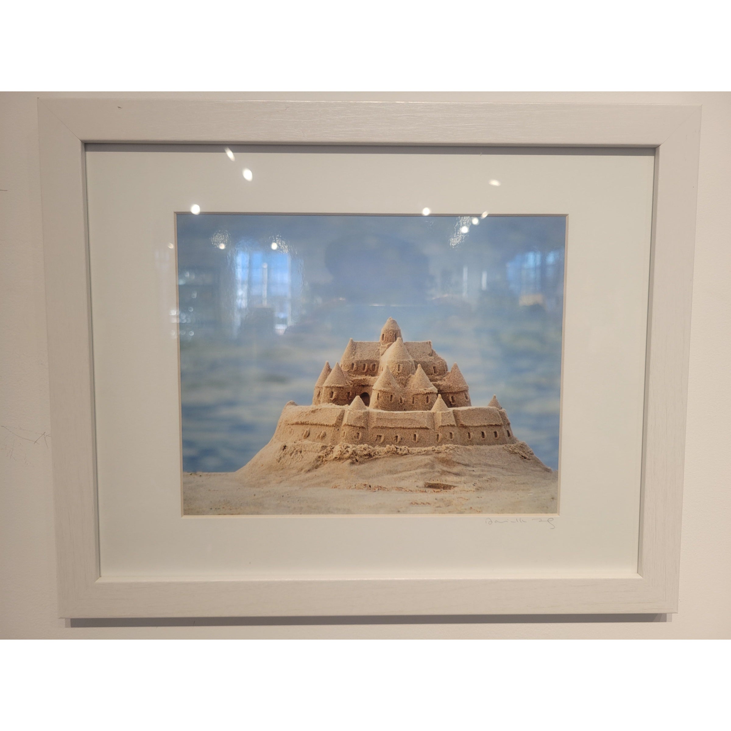PAIR of Small Beach Sand Photographs in White Frames - colletteconsignment.com