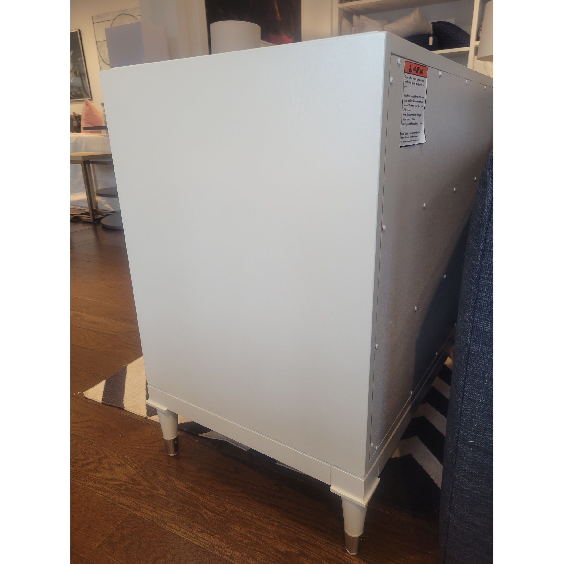 PAIR of 3-Drawer White Nightstands w/ Nickel & Lucite Pulls by Vanguard (AS IS)
