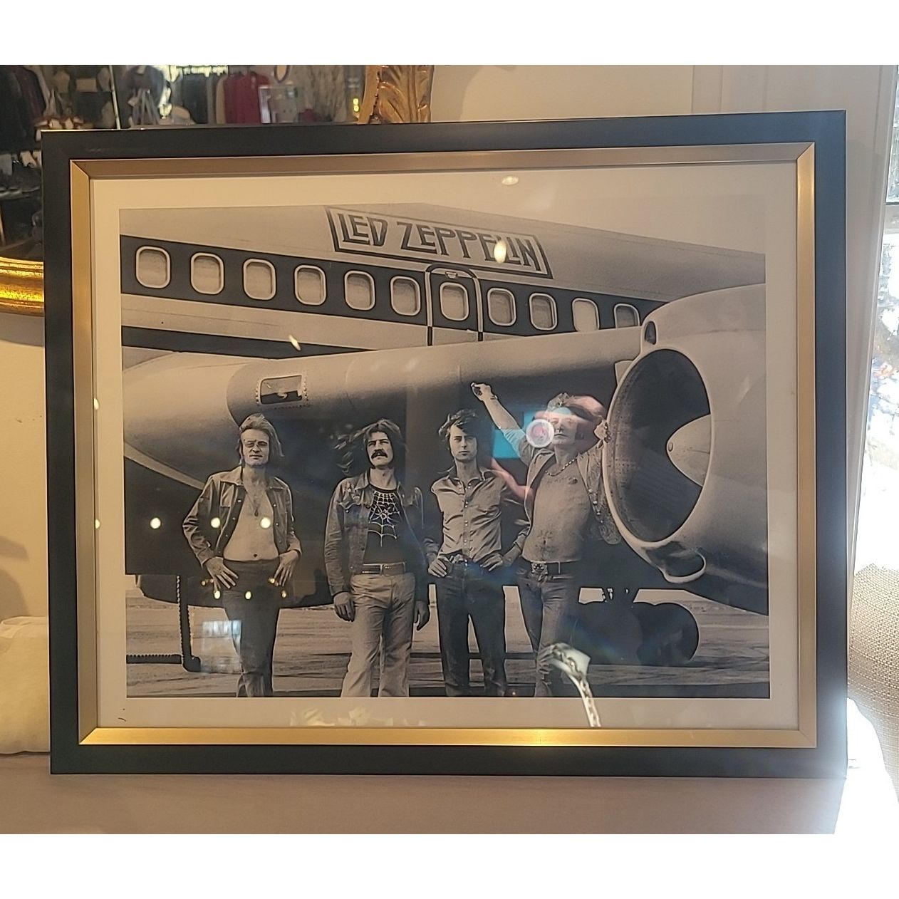 Led Zeppelin w/ Plane, Framed Photo by Bob Gruen