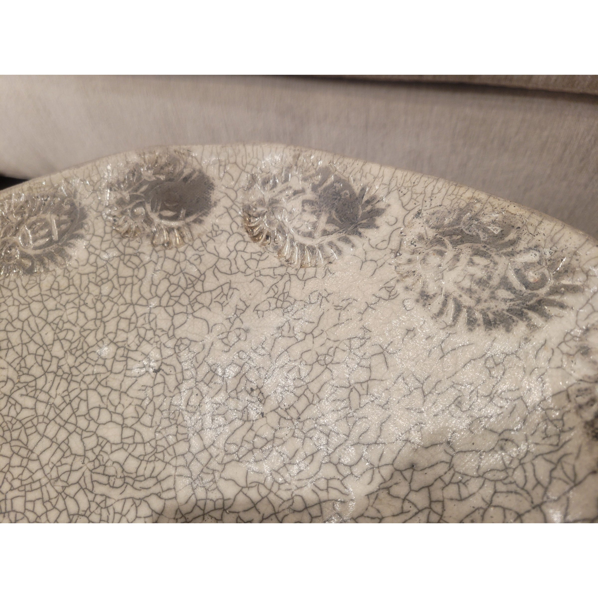 Decorative Gray Ceramic Fossil Pattern Platter / Bowl