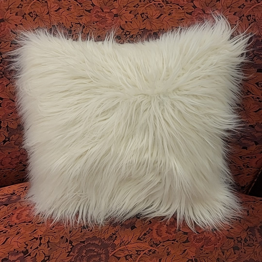 Small Ivory Shag Square Pillow